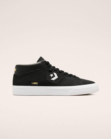 Zapatillas Skate Converse CONS Louie Lopez Pro Mid Mujer Negras Blancas | PE 480275